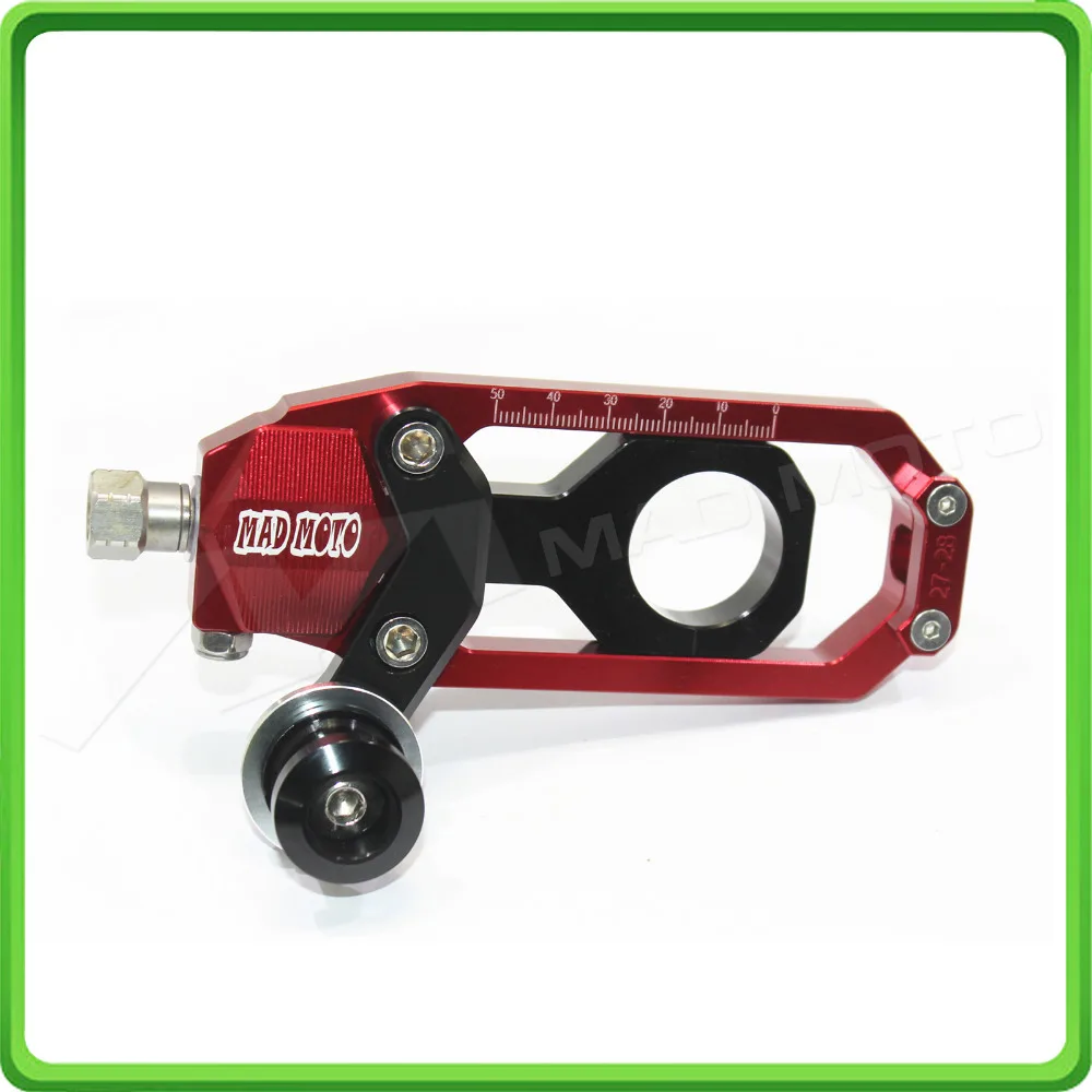 Motorcycle Chain Tensioner Adjuster with paddock bobbins kit for Yamaha R1 YZF-R1 2004 2005 Red&Black (6)