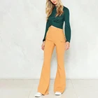 Custom Logo Accepted Fashion Bell Sleeves Front Cross Over Women Ladies Garment Autumn Tops