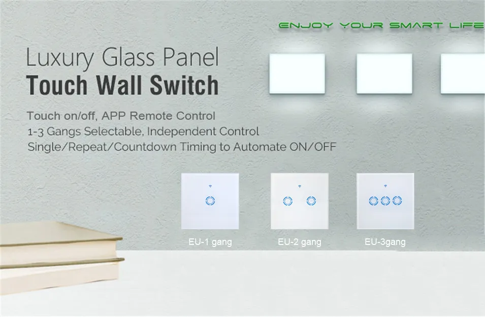 New eWelink 1 2 3 Gang 1 way Wifi Control Switch via Android IOS, Wireless Control Light Touch Wall Switch for Smart Home-3
