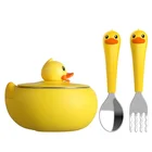 2019 New Design B.duck 316 Stainless Steel Vacuum Insulated Thermos Dinnerware Set Baby Suction Bowl with Lid