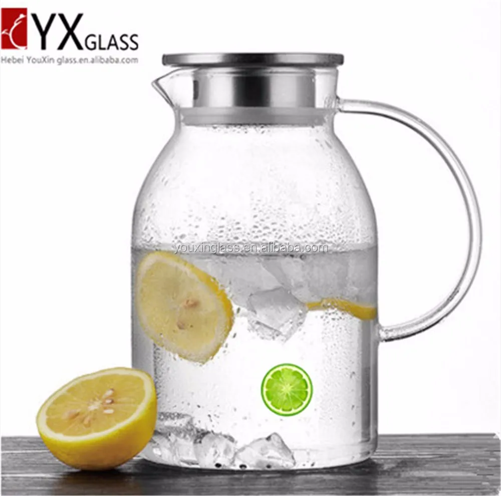 1800ml glass cold brew cold water jug with stainless steel lid
