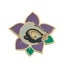 Custom Gold Plated Hard Enamel Squirrel Pin Flower Enamel Lapel Pin