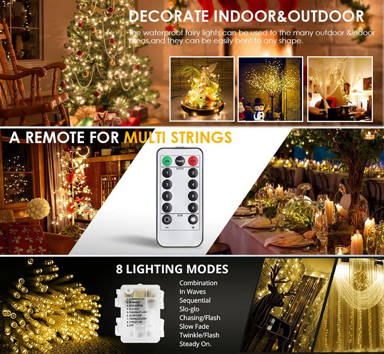 3 Aa Battery Operated Outdoor Twinkle Christmas Decorate Light