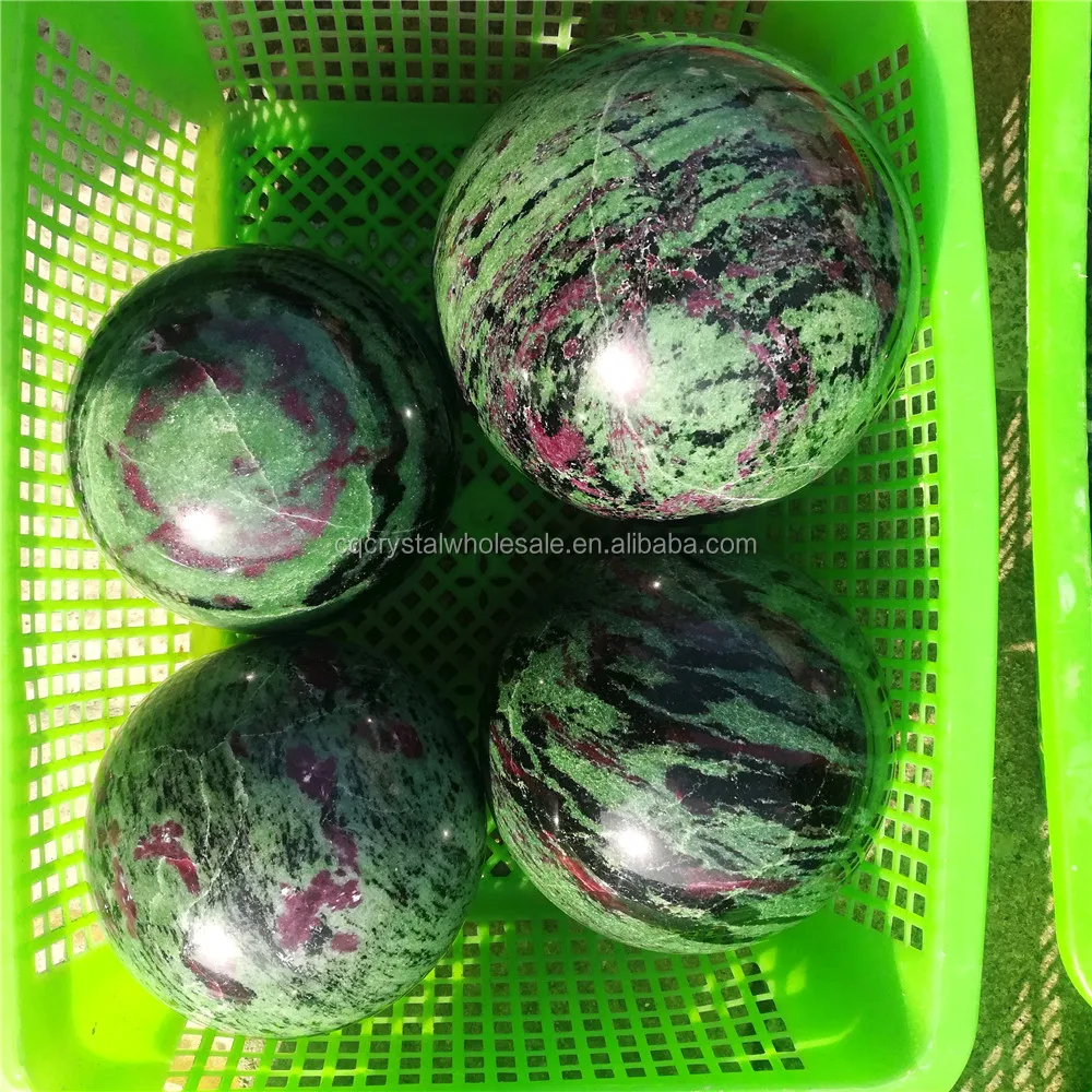 natural rock hand carved ruby zoisite crystal sphere stone balls