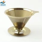 2 cup gold-plated stainless steel tea coffee filter funnel reusable espresso C