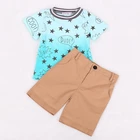 Adjustable waist shorts print stars tshirt baby boy summer clothing set kids suit