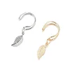 2018 New arrival fashion gold plated alloy leaf drop ear cuff no piercing earrings