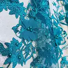 Lace Beaded Fabric 3D Applique Flower Beads Stones For Party Women Dress