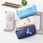 Animal print canvas pencil case school supplies kawaii stationery cute pencil box pen bags
