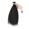Natural color kinky straight i tip 100% virgin indian remy hair extensions wholesale