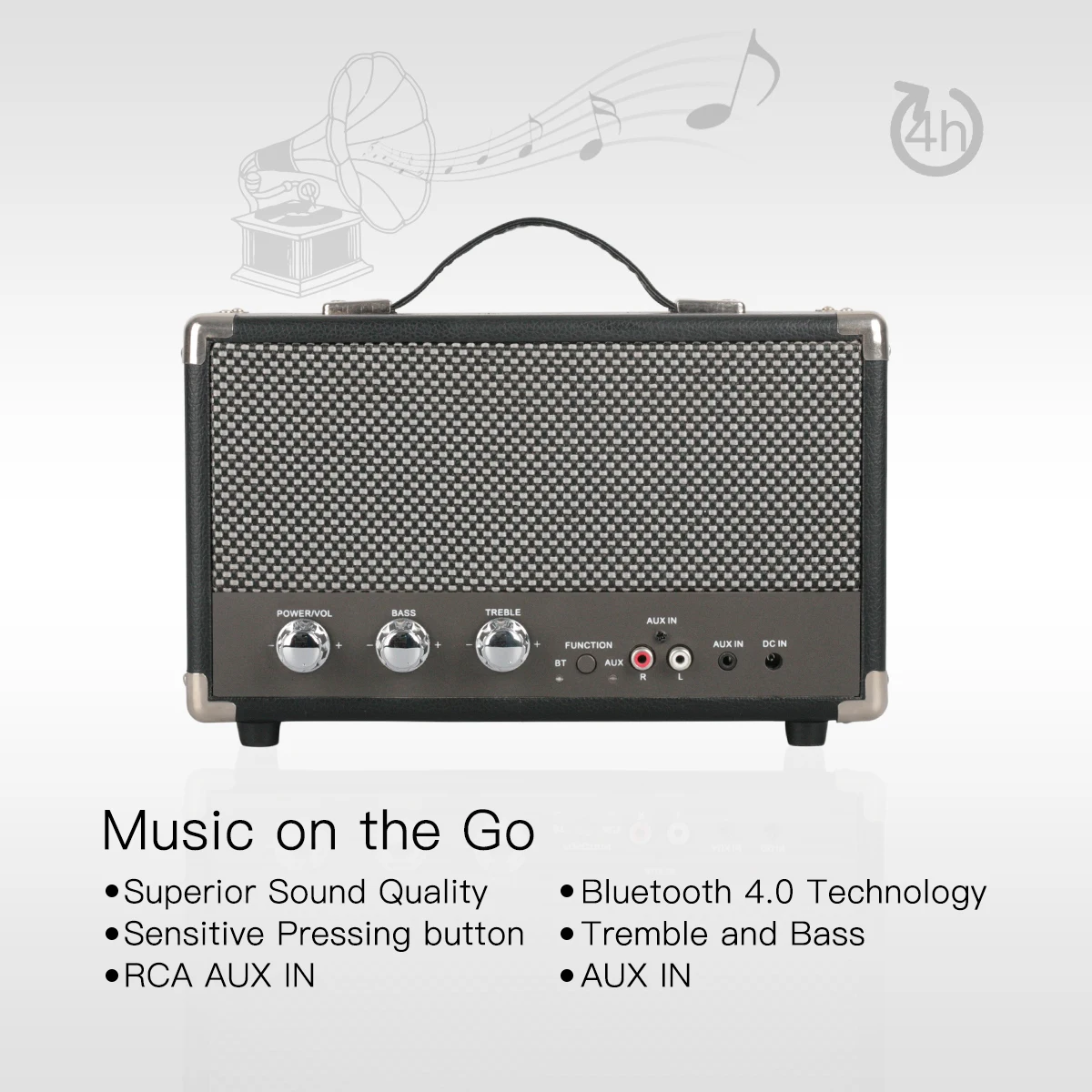 Wireless BT V4.0 Portable Stereo Suitcase Retro Speaker with HD Sound and Bass Aux in Tremble Portable Wireless Speaker - ANKUX.COM