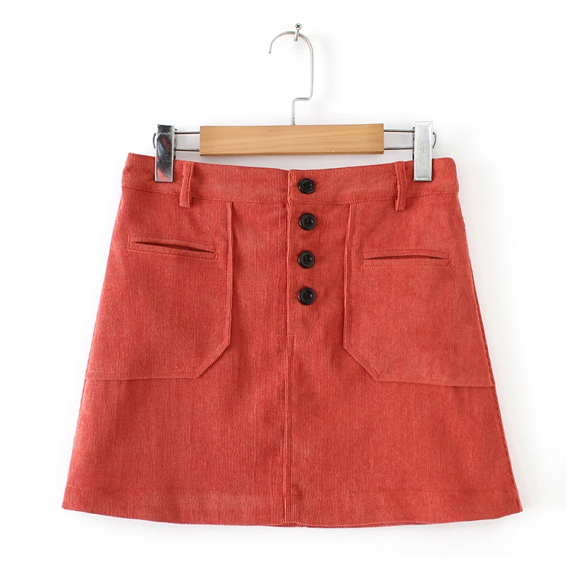 Novo design de alta qualidade cor vermelha das mulheres de veludo saia curta