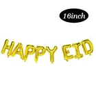 UMISS 16inch Gold Happy Eid Balloon Islamic Muslim Party Decorations Supplies