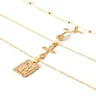 Latest Design Multi Cross Rose Pendant Necklace 3 Layers Chains Gold Women Necklaces
