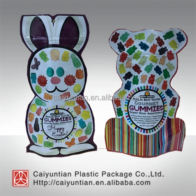 special shape plastic candy packaging bag rabit, bear etc lovely