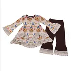 Baby turkey pattern lace ruffle dress and pants 2 pcs outfits boutique baby clothes for kids girls