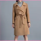 lady trench coat with belt brown long women coat