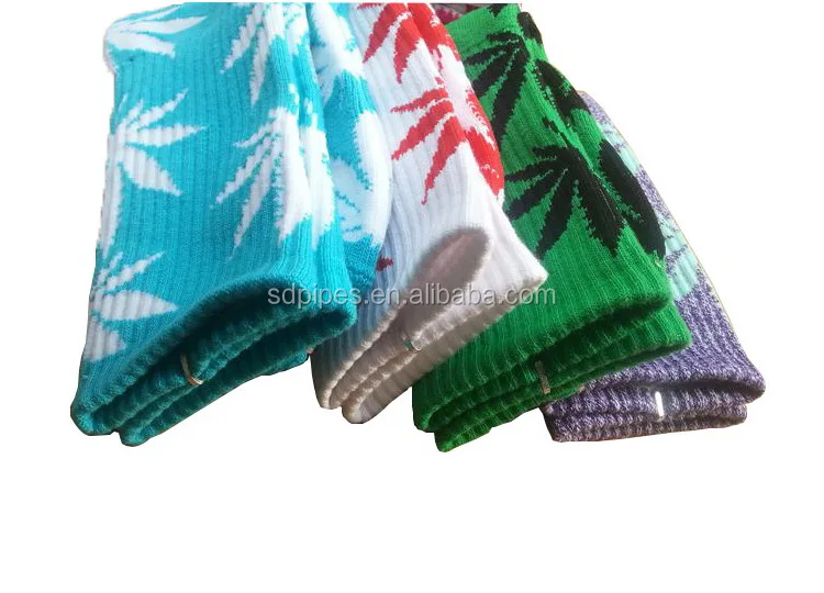 high quality knitting cotton hemp leaf socks