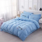 The new sell like hot cakes pure color printing washed cotton beddingg sheets four-piece bed set