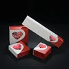 High quality magnetic closure cardboard jewelry pendant box square shape with red heart design for jewelry gift box