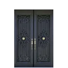 Luxury Exterior Main Gate Double Security Door Wrought Iron Front Entry Door