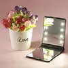 Best selling 8 LED Makeup Travel Mirrors Mini Portable Folding Compact Hand Cosmetic Mirror With 8 LED Light for Women