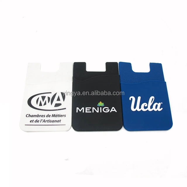 gift adhesive printing silicone smart phone wallet, card holder