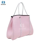 Wholesale promotional outdoor luxury fashion perforated reusable private label big pink neoprene beach bag with logo