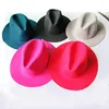 Fashion Unisex Wool Fedora Hat Trilby Crown Cap Wide Brim Bowler Derby Headwear Floppy Bucket Hat