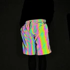 Custom Men Hip Hop Shorts Summer Multicolor Reflective Cargo Shorts