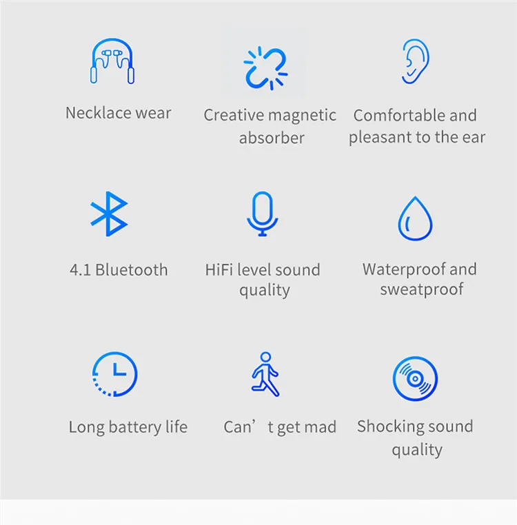 SYYTECH X7 Plus Neckband wireless sports Headphone V4.1Bluetooth HIFI noise reduction Magnetic attraction music call headset - ANKUX.COM