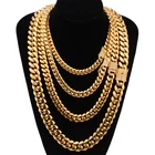 18K Gold Plated Stainless Steel Cuban Link Chains Zircon Chain Necklace For Men Miami jewelry