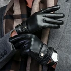 Customized sheepskin touch screen cashmere men leather gloves winter
