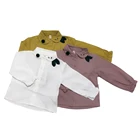 2019 wholesale spring fashion children clothes kids girl solid color 100% cotton shirts