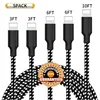 3ft 6ft 6ft 10ft 5Pack Nylon Braided USB Sync Data Charging Cable for iPad Pro Mini Air for iPhone 6 7 8 X MFi Cable USB Cord