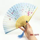 Fan Promotional Asian Bamboo Silk Souvenir Sublimation Custom Nylon Wooden Folding Hand Fan