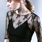 hollow out Sexy ladies tops Mesh O-Neck Middle sleeve lace tee stringy selvedge monolayer T-shirt