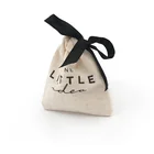 Custom logo small christmas gift pouch 100% organic cotton muslim bags for jewellery