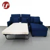 Modern modular compact blue fabric small 3 seater l corner sofa bed