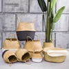Bathroom baby toy seagrass wicker storage basket with handles for home decoration pots for plant