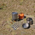 Travel hiking cookware outdoor camping set of titanium cooking pots