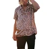 Latest Fashion Man Clothing Revere Collar Leopard Print Short Sleeve Silk Shirt for Men