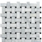 Black and white marble mosaic floor tile with basketwave designs