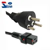 Denmark 3 pin plug to Auto locking IEC 320 C19 power cord cable with Lock Danish DEMKO certification