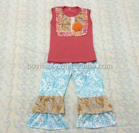 秋のブティック子供バルク卸売冬のクスクスムーンremakes子供ストライプブティック服セット女の子感謝祭セット仕入れ・メーカー・工場