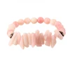 2018 Hot Sale New Design Gemstone Charm Stone Beads Pink Bar Druzy Charm Tube Elastic Bracelet
