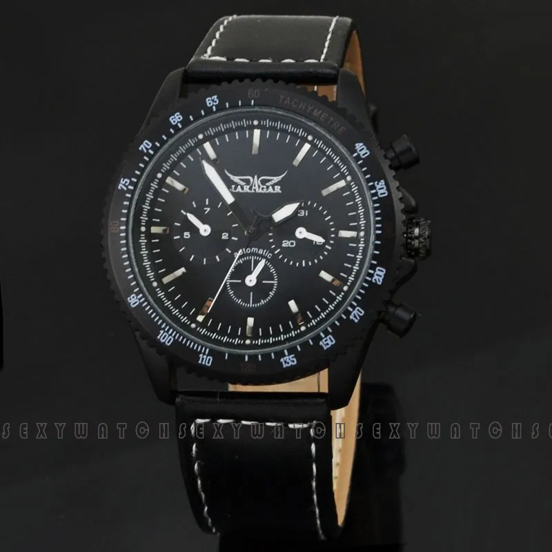JARAGAR Brand Elegant Automatic Mechanical Watch 6 Hands Mens Watches Famous Wristwatch Leather Strap Relojes De Marca