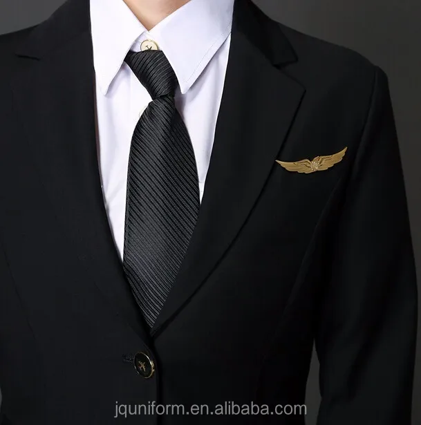 高品質ブラックシャンティイとエレガントな3d縫製デザインダブルボタンの衣装パイロット制服仕入れ・メーカー・工場