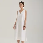 European style white sleeveless loose woman's dress