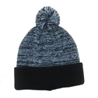 Custom Beanie Warm Winter Knitted Hat With Pompon And Turnover